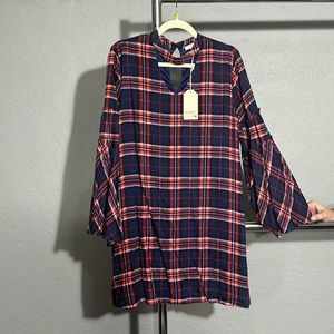 Jodifl Navy Plaid Keyhole